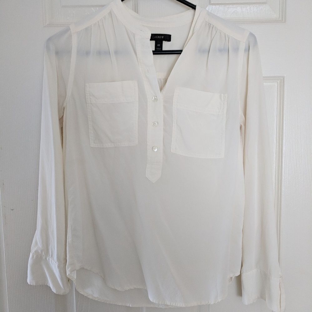 J Crew cream tissue long sleeve shirt size 00